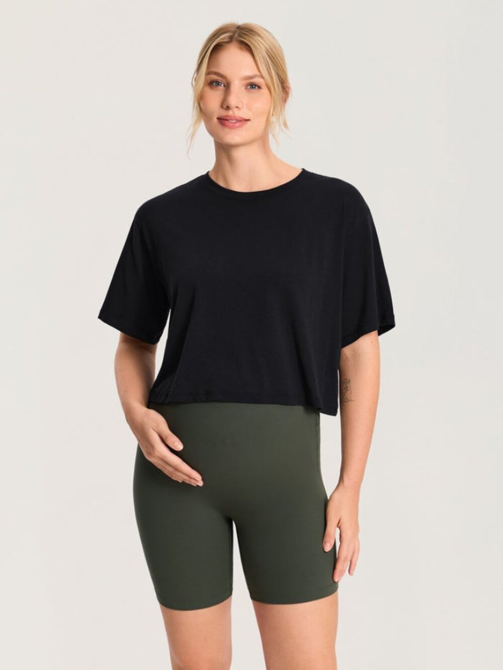 Modal Cotton Short Sleeve Loose Crop Tee